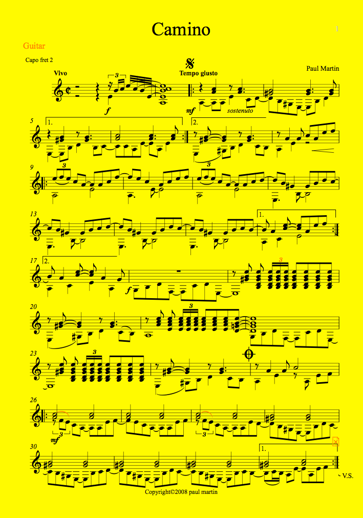Spanish guitar solo from the album Camino by Paul Martin